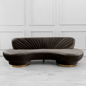 Northpol 3 Seater Velvet Sofa in Brown - Elegant Comfort 242cm x 100cm x 78cm