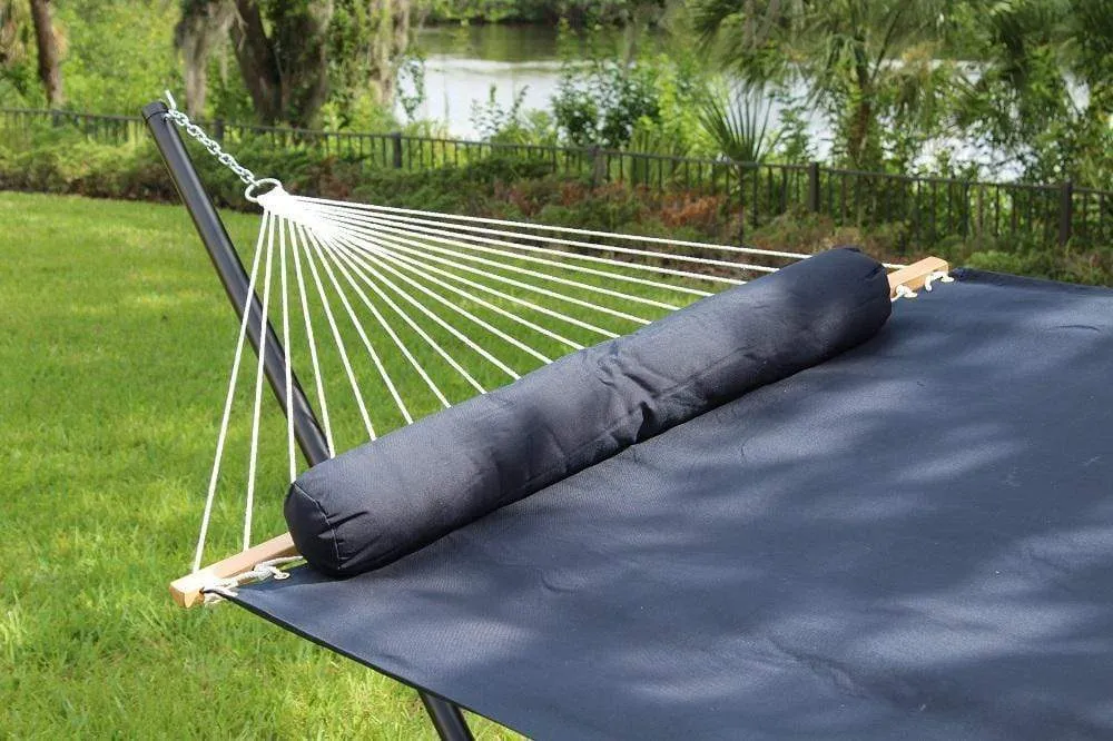 Olefin Double Hammock with Matching Pillow - Quick Dry and Bamboo Stand