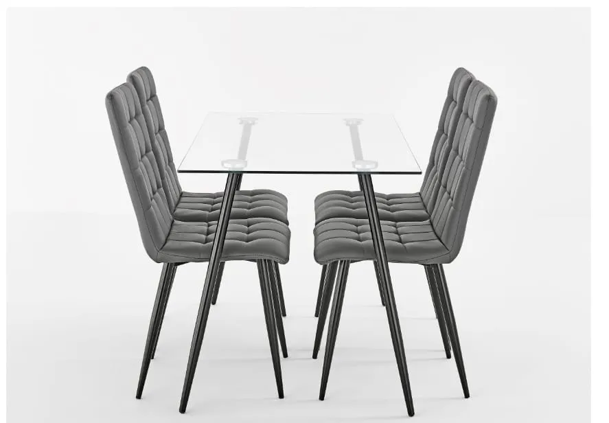 Parma Glass Table with Milan Chairs - Elegant Dining Set