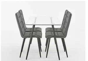 Parma Glass Table with Milan Chairs - Elegant Dining Set