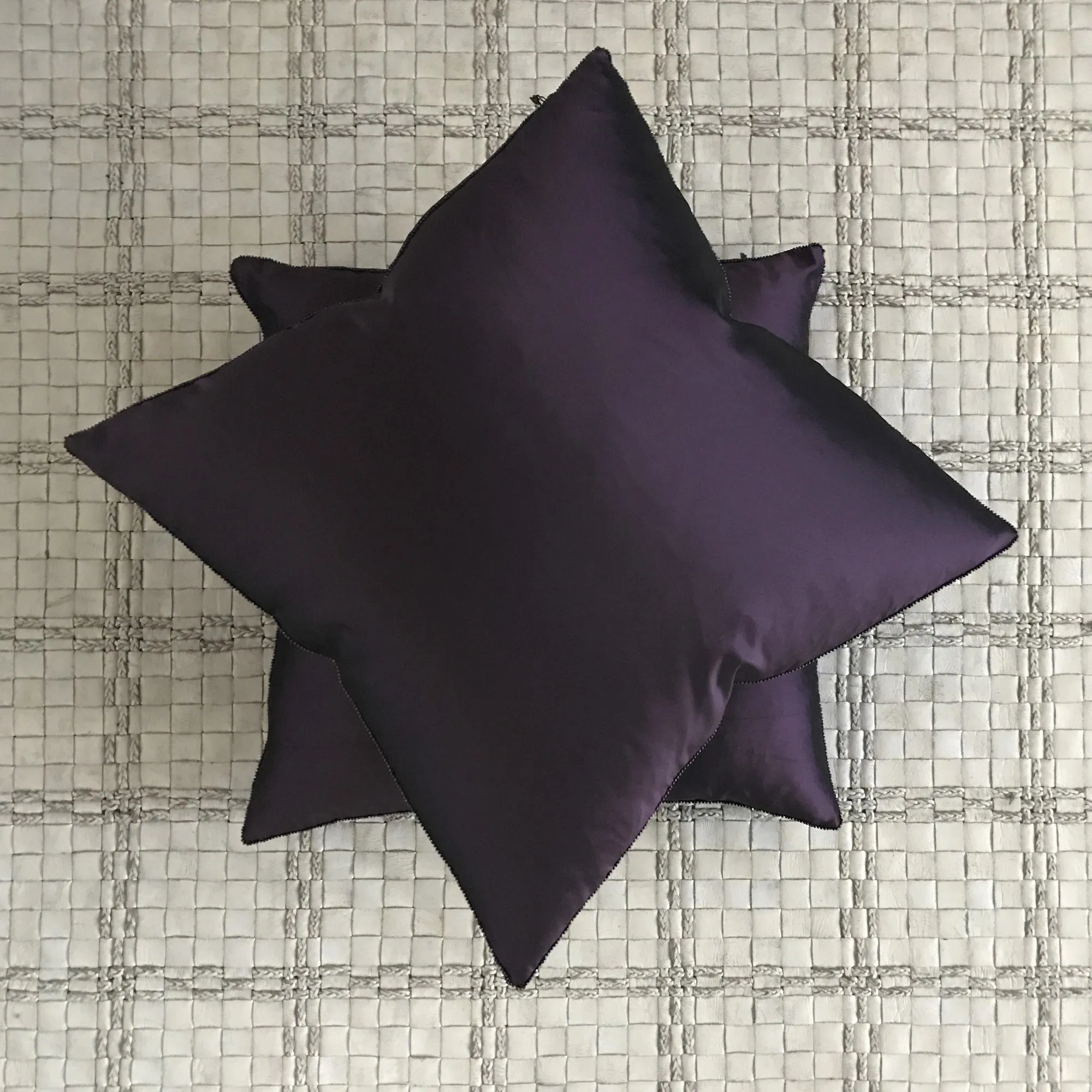 Purple Silk Ultraviolet Bead Trim Throw Pillow Cover 20x20