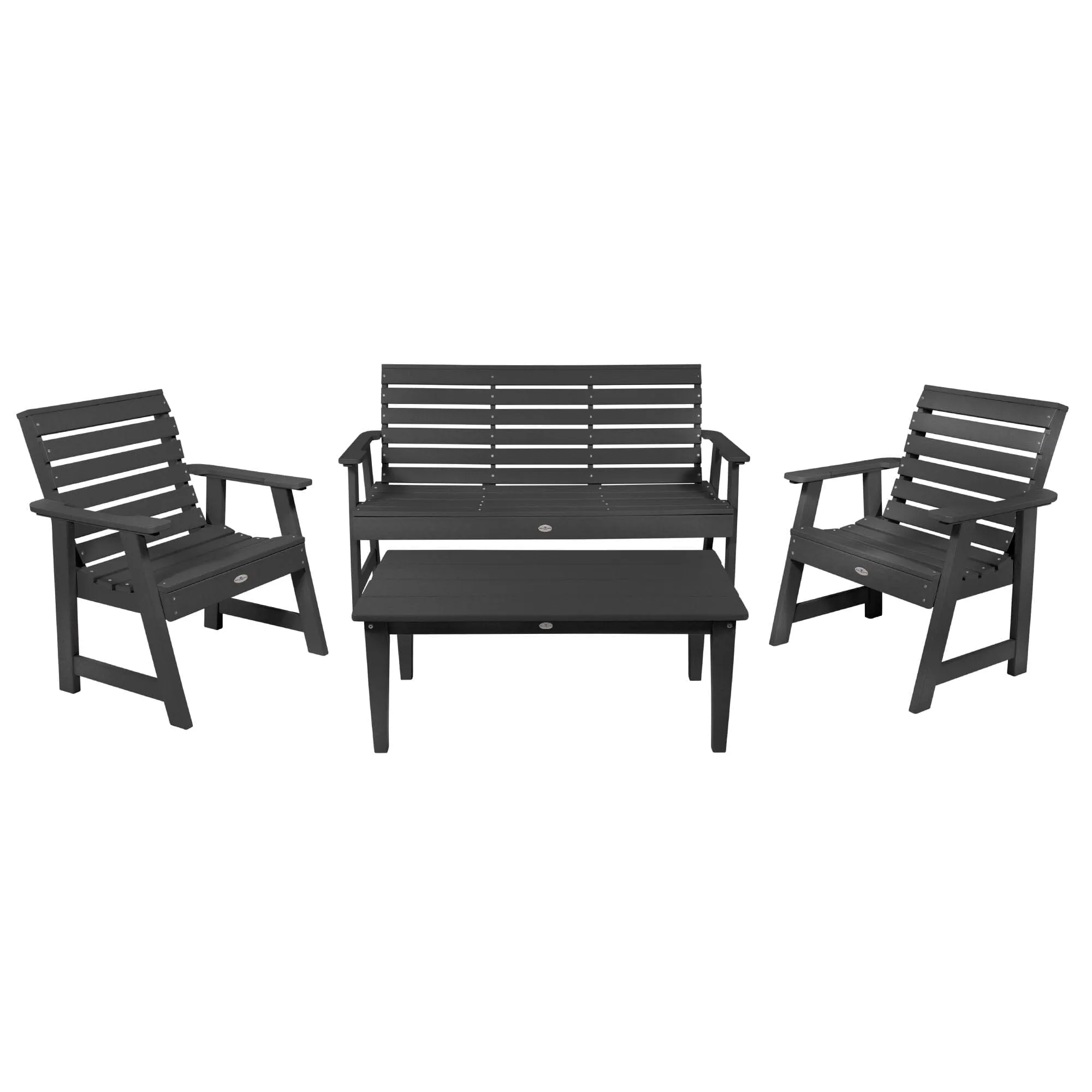 Riverside Garden Bench 5ft, 2 Garden Chairs and Conversation Table Set