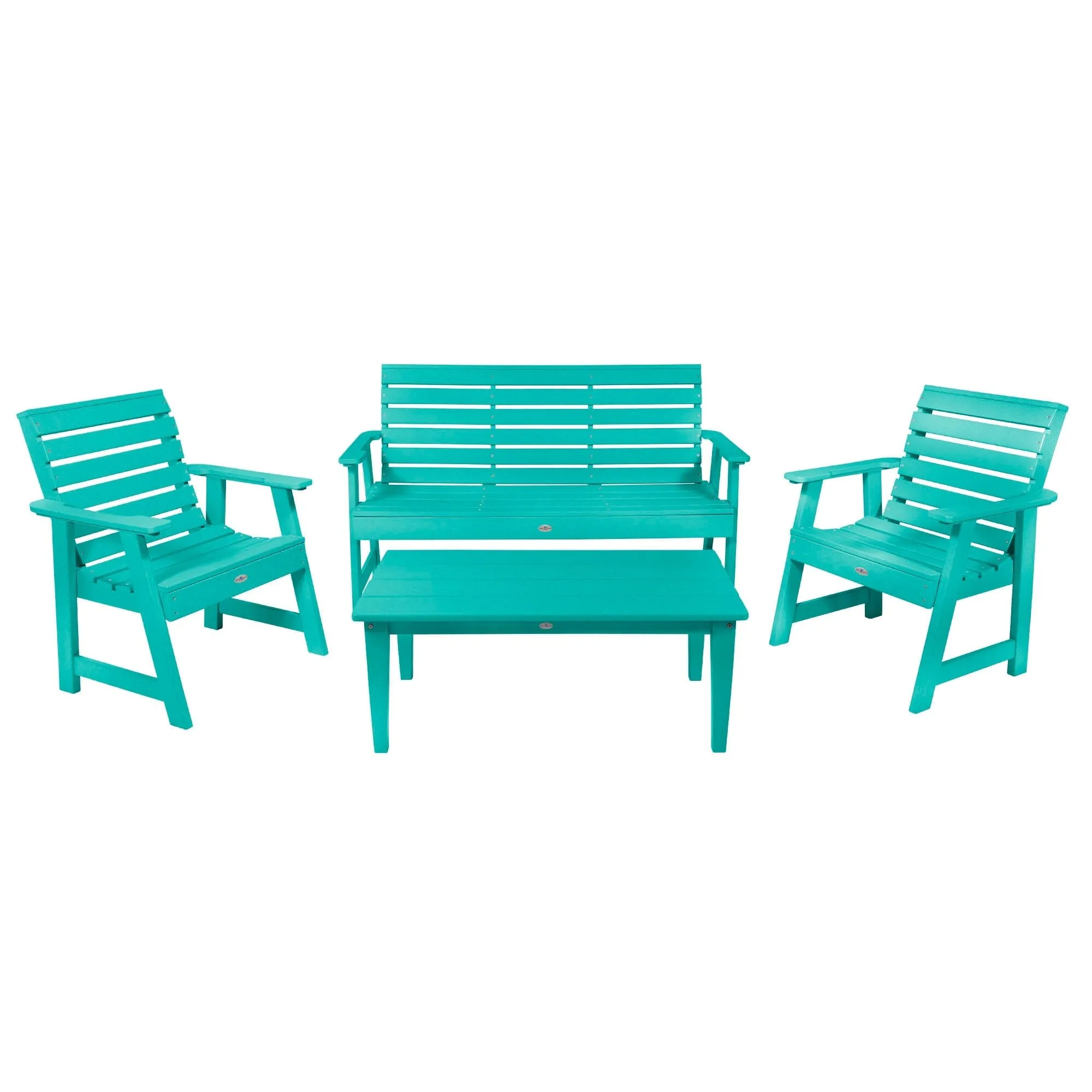 Riverside Garden Bench 5ft, 2 Garden Chairs and Conversation Table Set