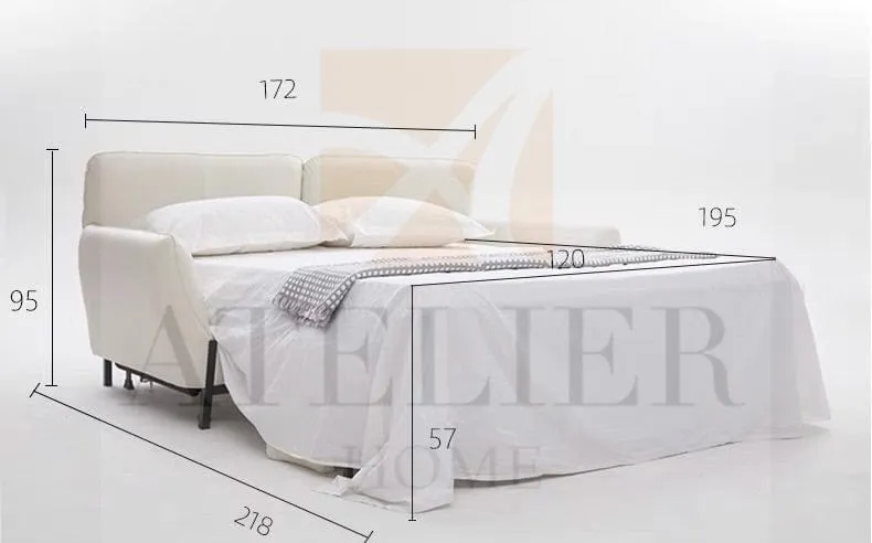 Rollen Leather Foldable Sofa Bed with Mattress