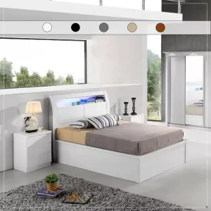 Rugby White High Gloss Bed with Gas Lift Storage - Modern Design