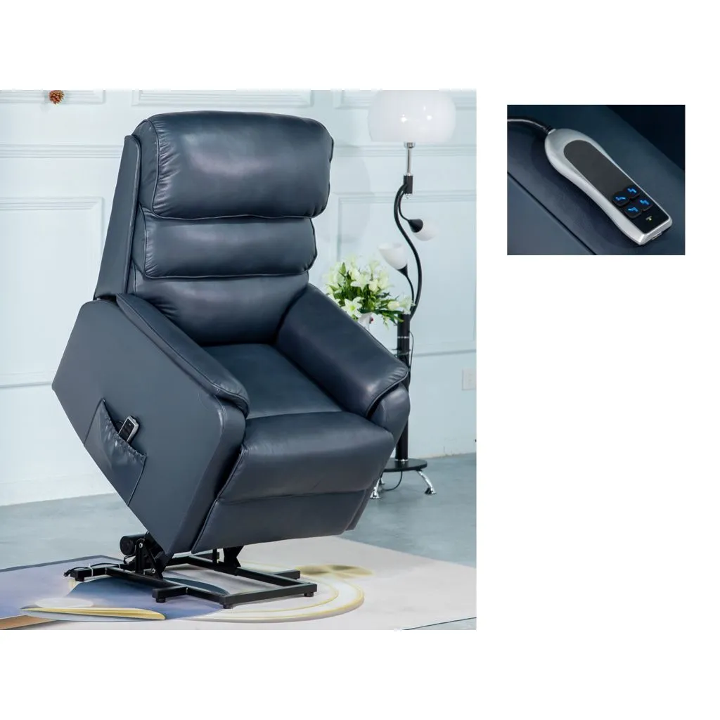 Savoy Navy Leather Lift and Tilt Chair by Annaghmore