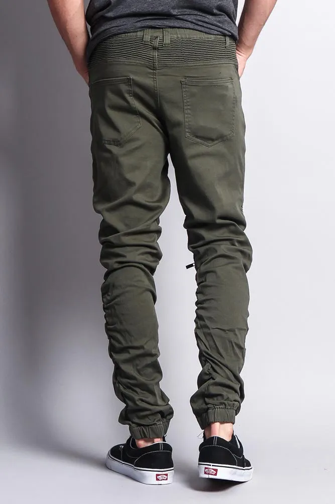 Scrunch Stacked Biker Twill Jogger Pants