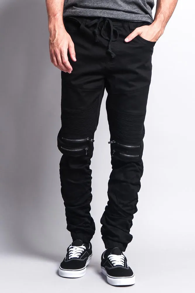 Scrunch Stacked Biker Twill Jogger Pants