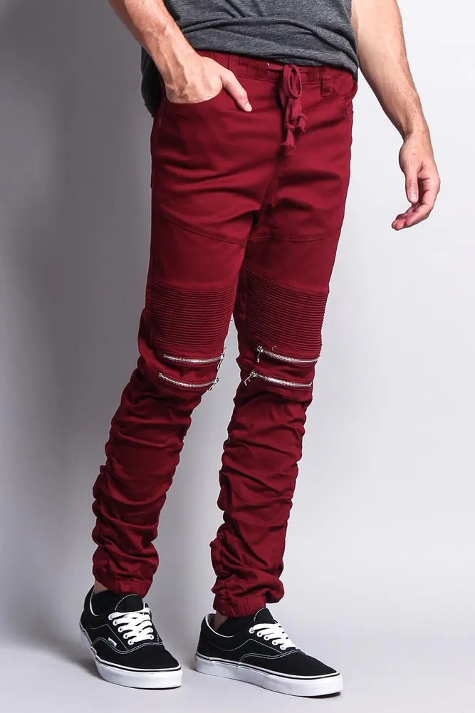 Scrunch Stacked Biker Twill Jogger Pants