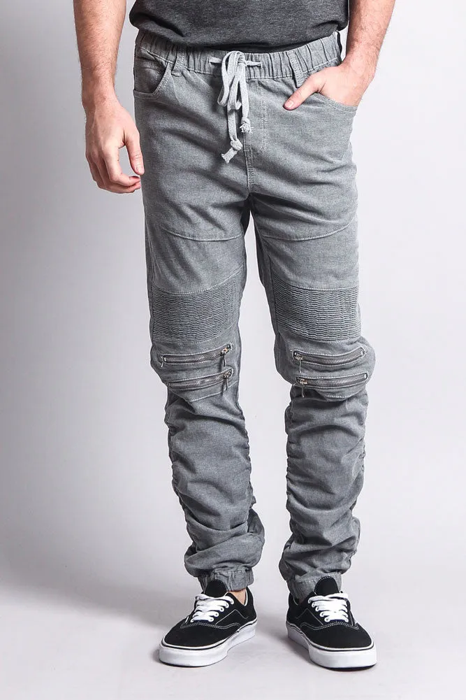 Scrunch Stacked Biker Twill Jogger Pants