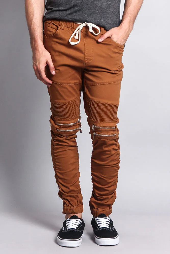 Scrunch Stacked Biker Twill Jogger Pants