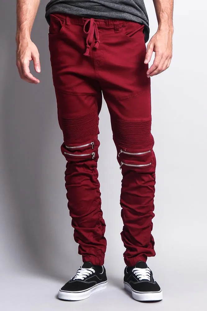 Scrunch Stacked Biker Twill Jogger Pants