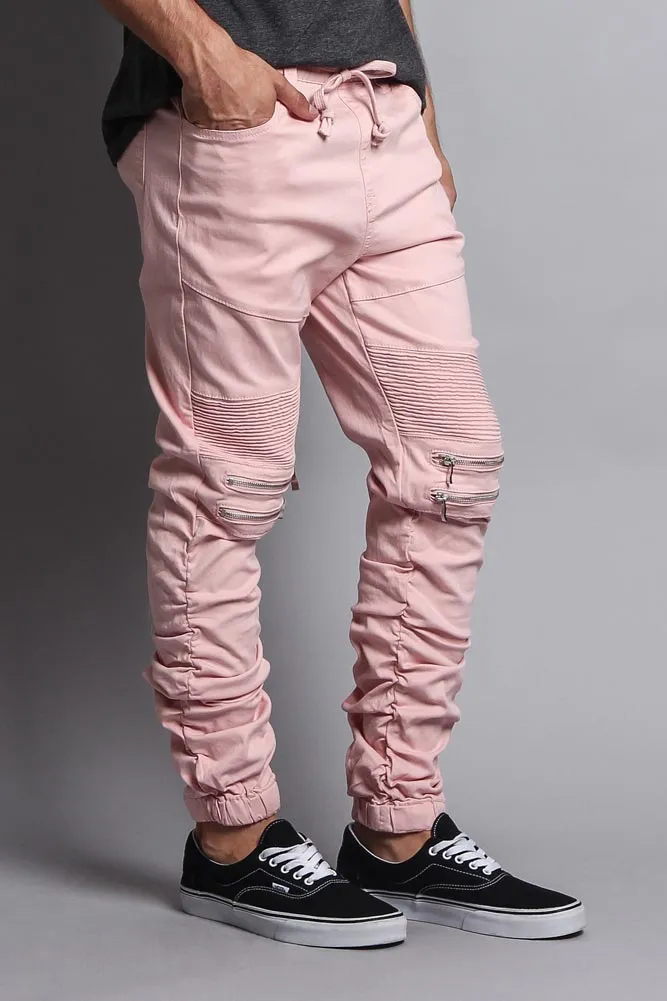 Scrunch Stacked Biker Twill Jogger Pants