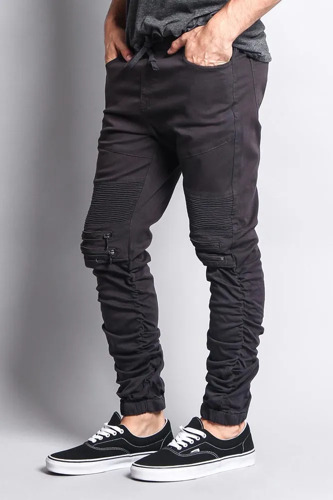 Scrunch Stacked Biker Twill Jogger Pants