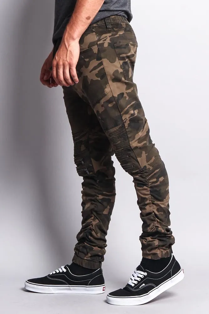 Scrunch Stacked Biker Twill Jogger Pants