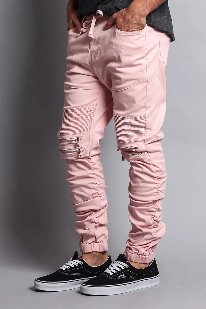 Scrunch Stacked Biker Twill Jogger Pants