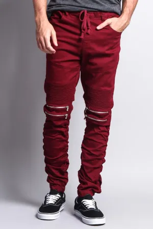 Scrunch Stacked Biker Twill Jogger Pants