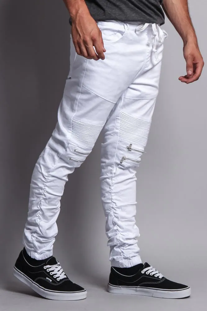 Scrunch Stacked Biker Twill Jogger Pants