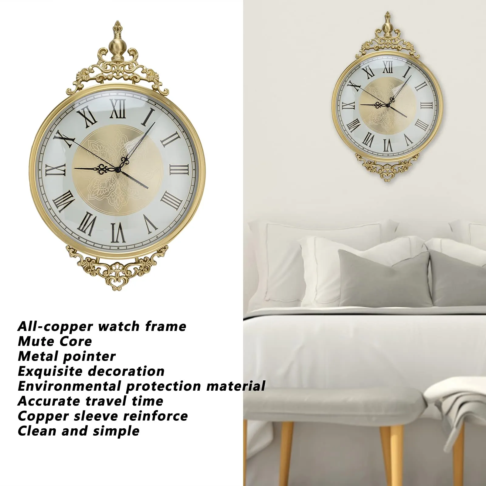 Silent Wall Clock, Bedroom Clock Hanging Clock Large Wall Clock 21 X 13.8In for Home for Classroom for Office for Living Room