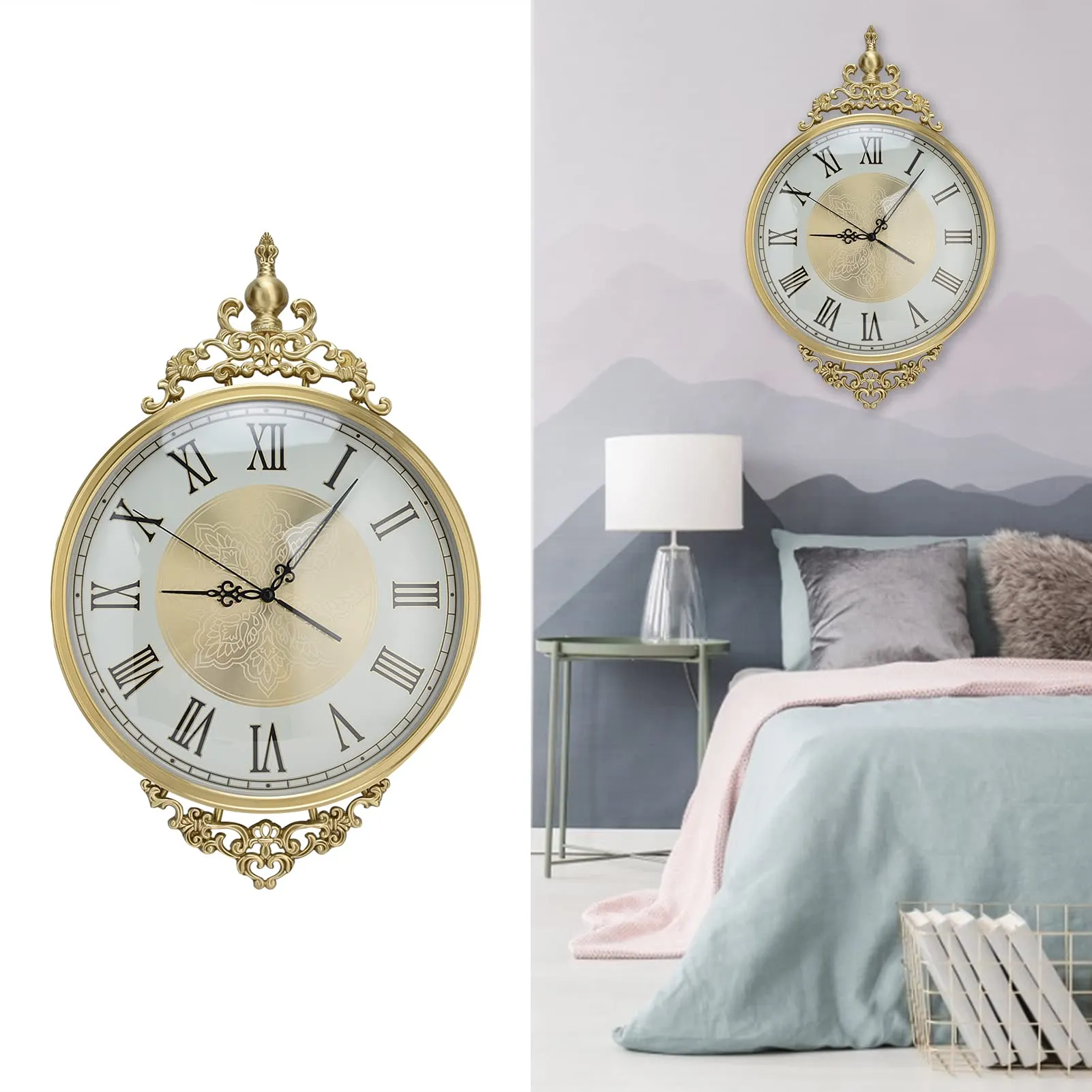 Silent Wall Clock, Bedroom Clock Hanging Clock Large Wall Clock 21 X 13.8In for Home for Classroom for Office for Living Room