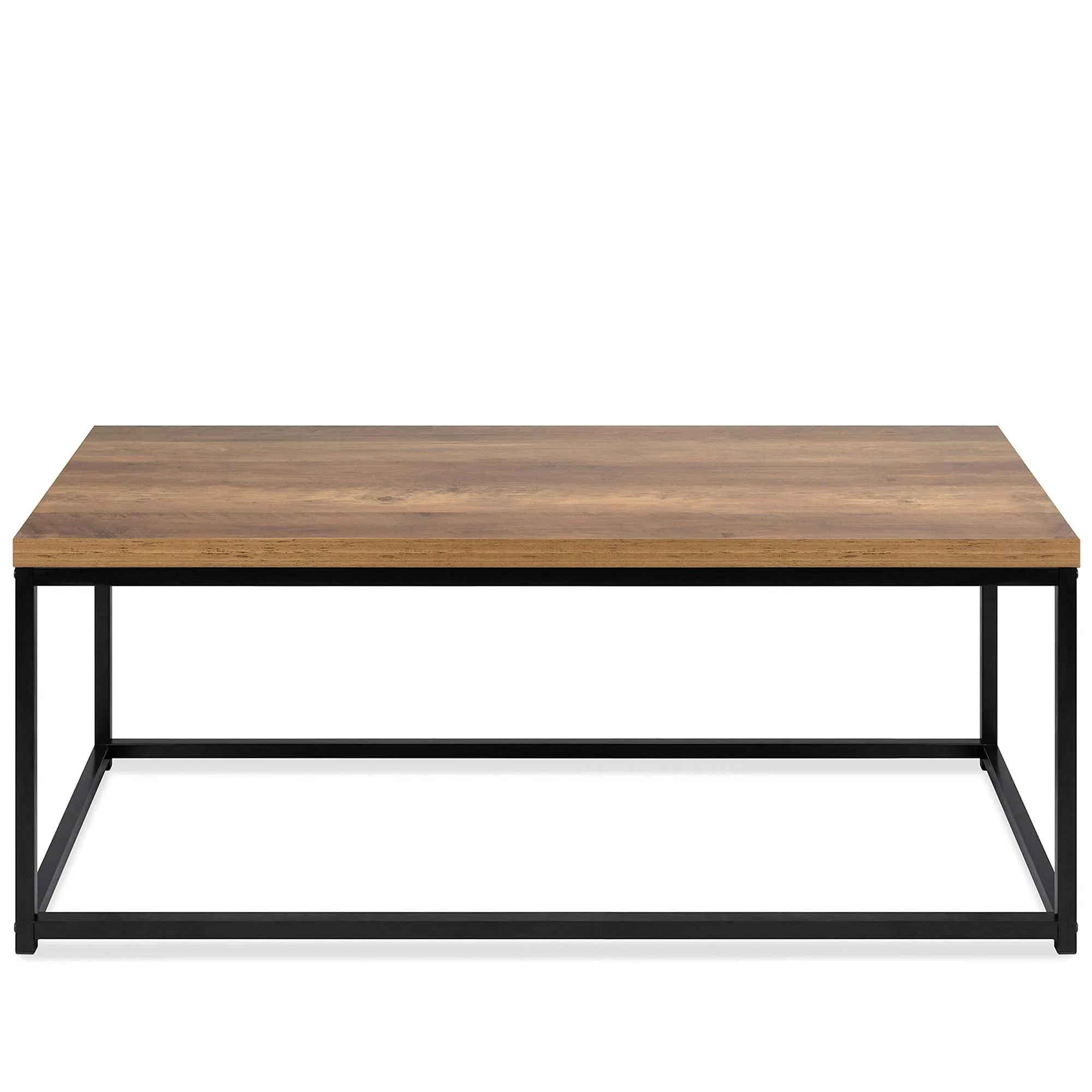 SKS Furniture Solid Wood & Metal Frame Center Coffee Table for Living Room Hall Wooden Cocktail Accent Tea Tables for Home Garden & Office - (Black and Brown Finish)