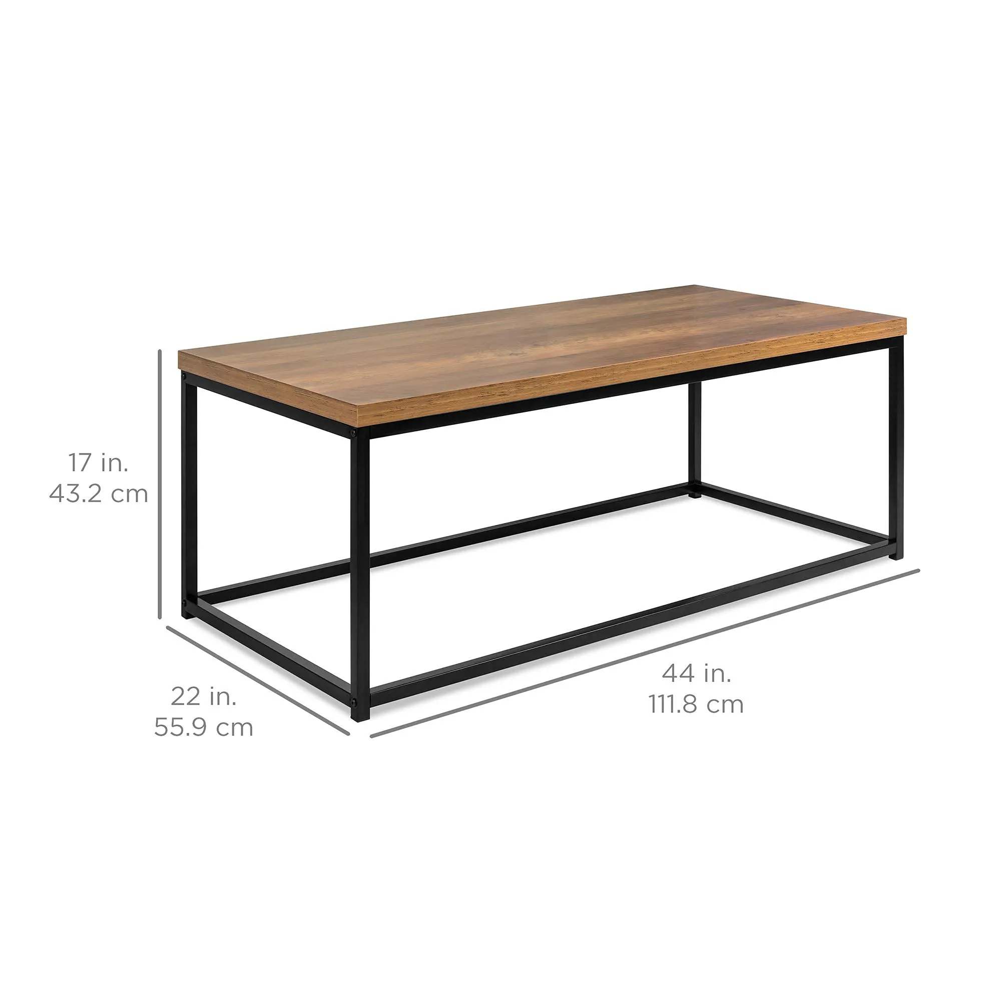 SKS Furniture Solid Wood & Metal Frame Center Coffee Table for Living Room Hall Wooden Cocktail Accent Tea Tables for Home Garden & Office - (Black and Brown Finish)