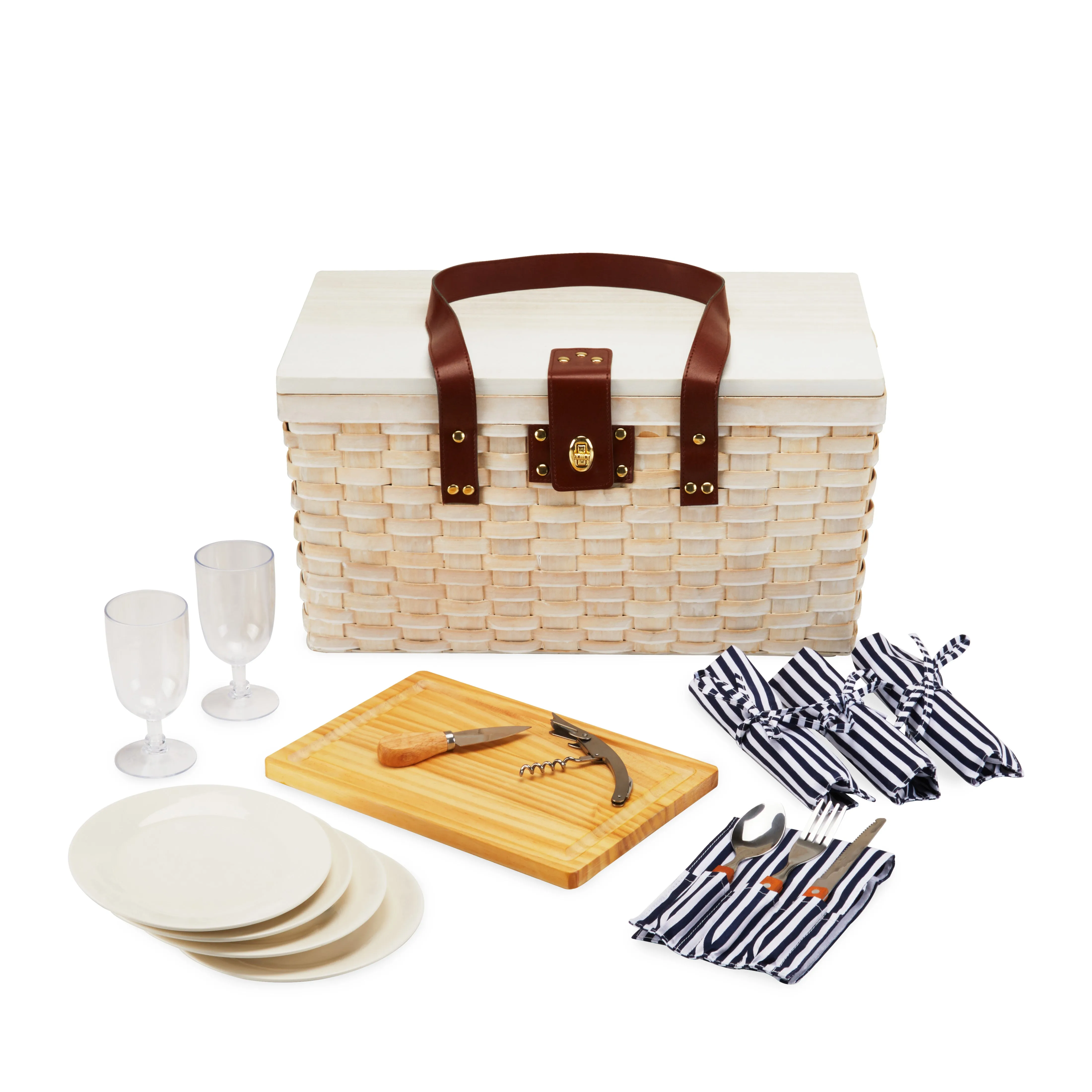 Tahoe Cream Picnic Basket for Four