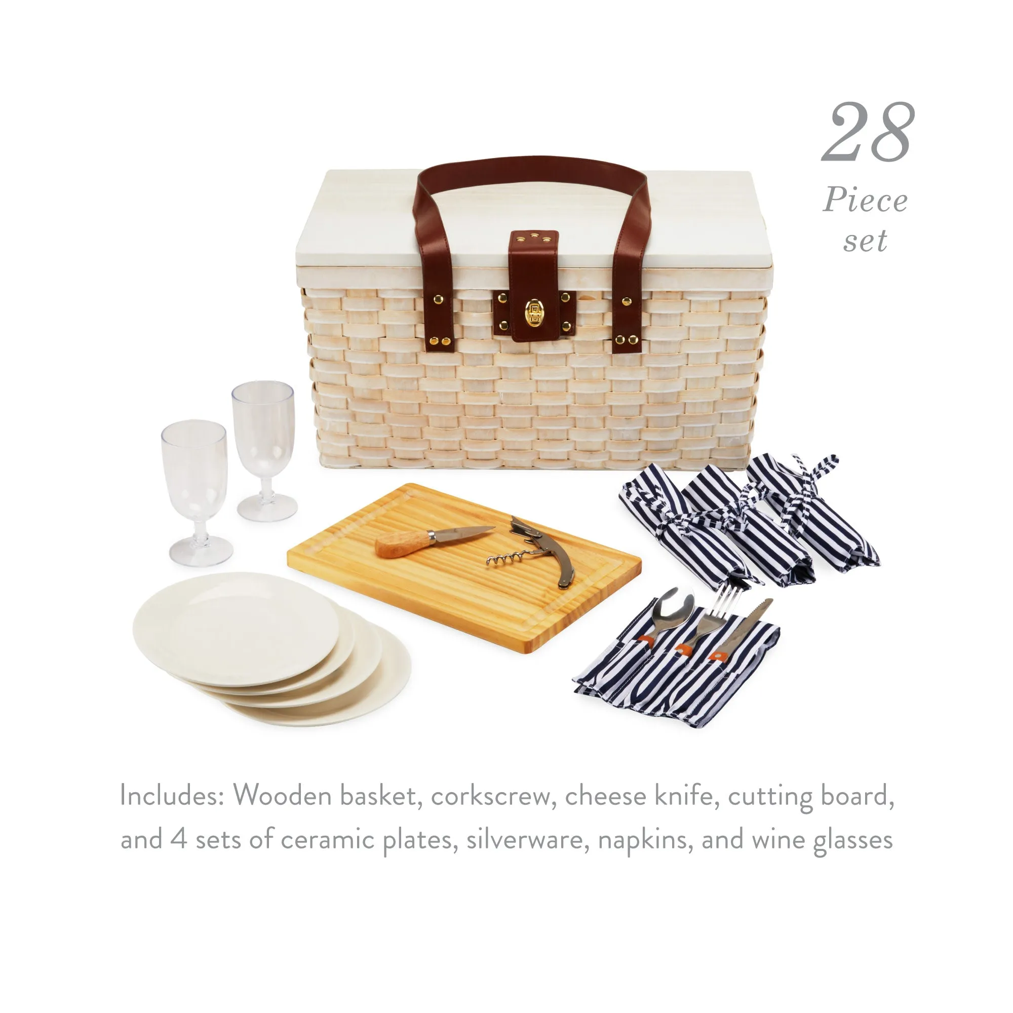 Tahoe Cream Picnic Basket for Four