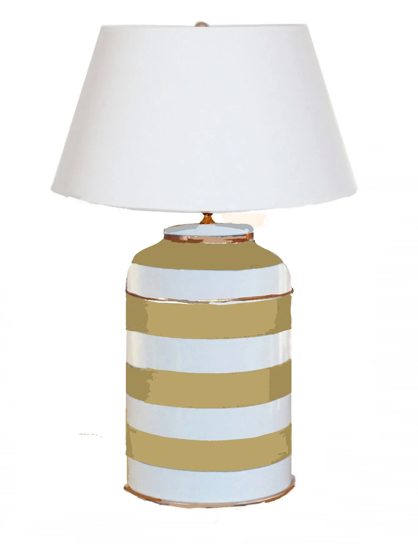 Taupe Stripe Tea Caddy Lamp