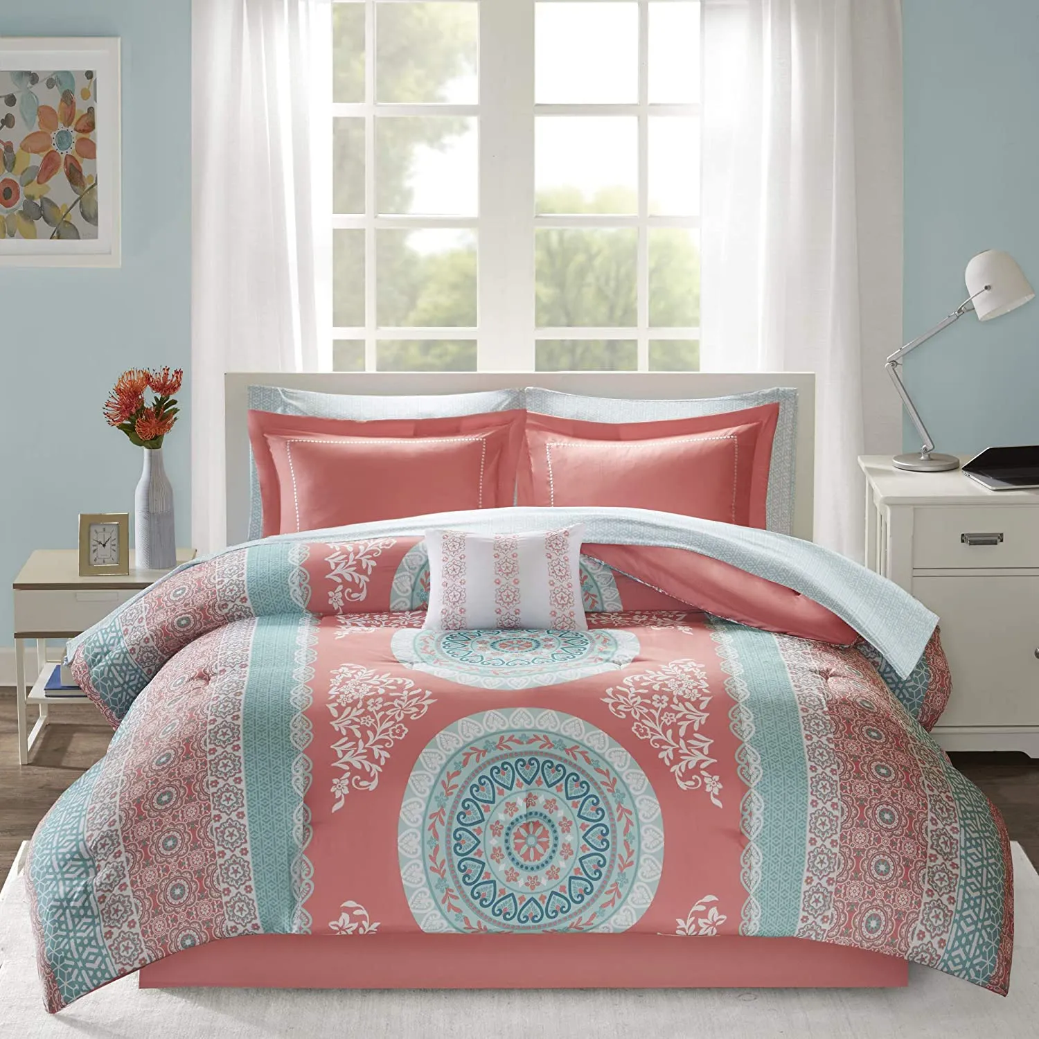 The Floral Paisley Coral Bed Set