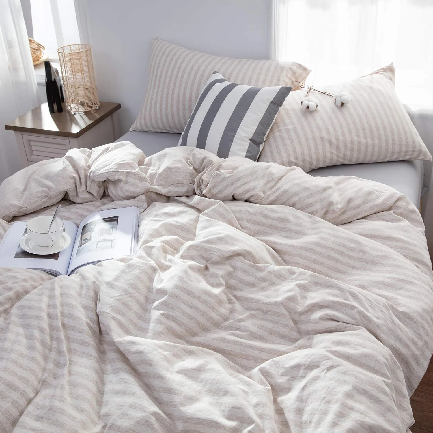 The Loft Beige Stripe Bed Set