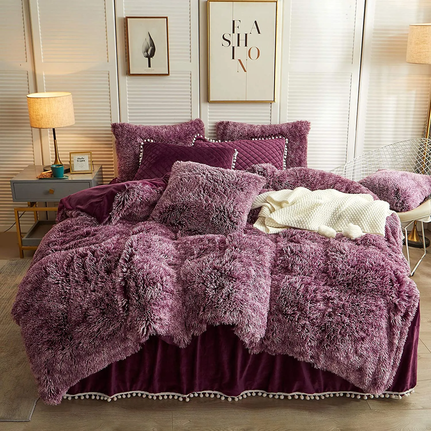 The Softy Ombre Burgundy Bed Set