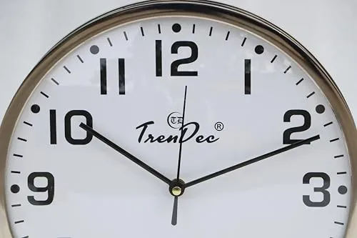 TrenDec Table Clock | Desk Clock | Study Table Clock | Aesthetic Table Clock | Home Decor Office Desk Living Room Centre Table Bedroom Study Room | Metal Round Silver Finish Table Clock