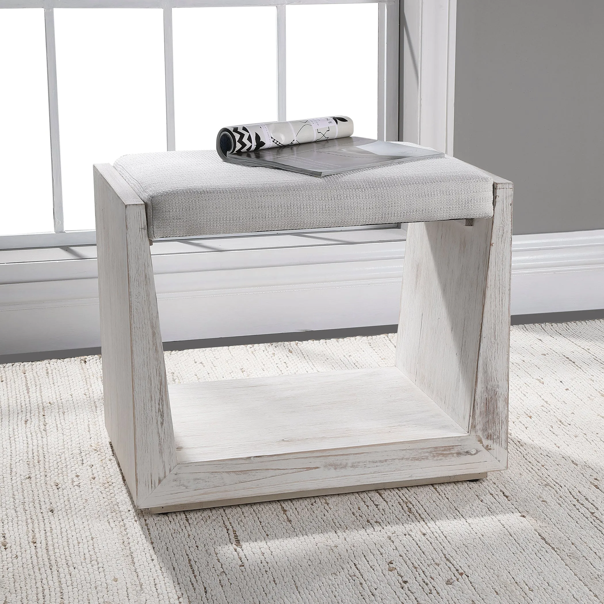 Uttermost Cabana White Small Bench