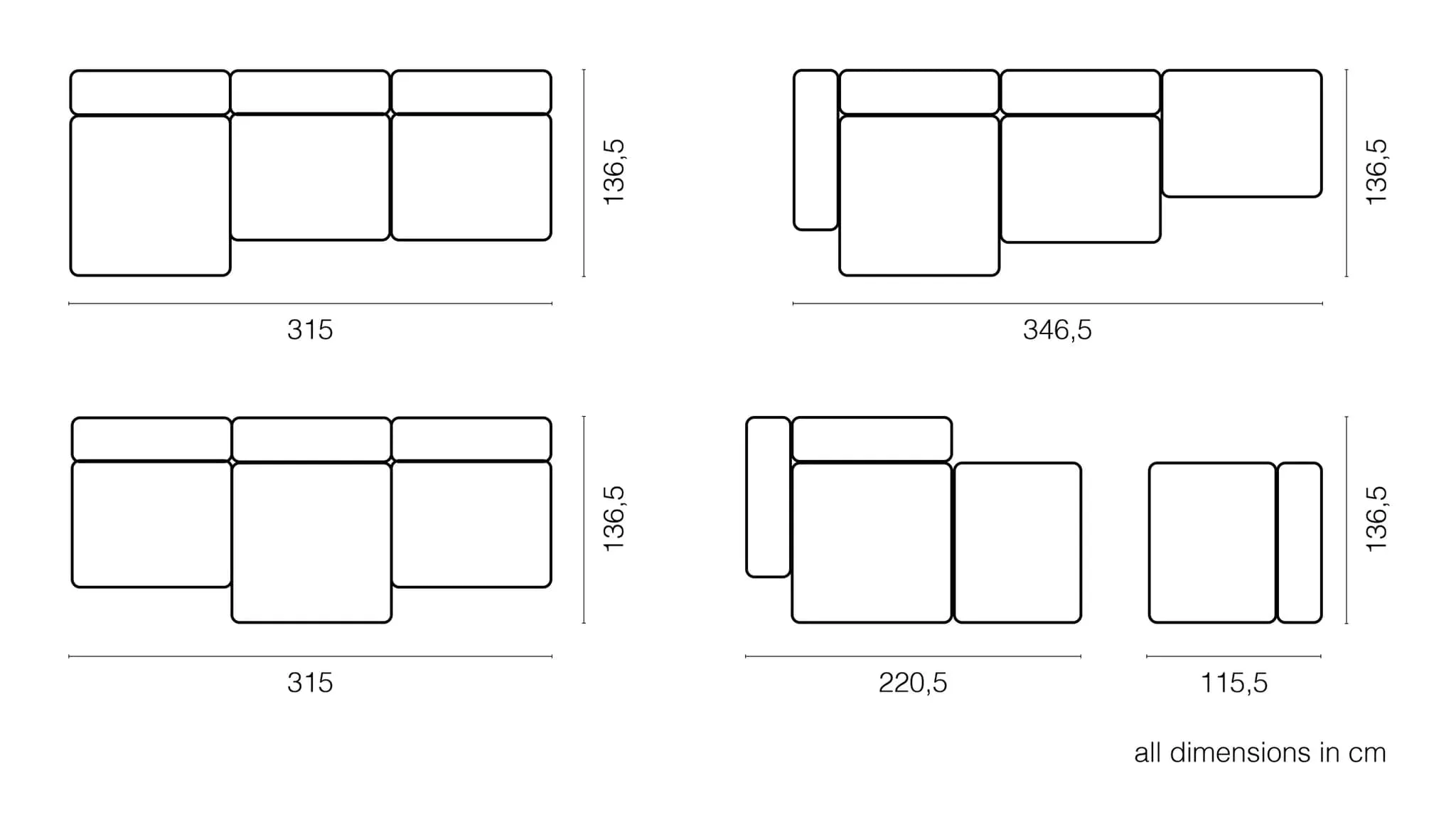 Vetsak Outdoor Sofa Three Seat L | 315x136.5/115x60cm