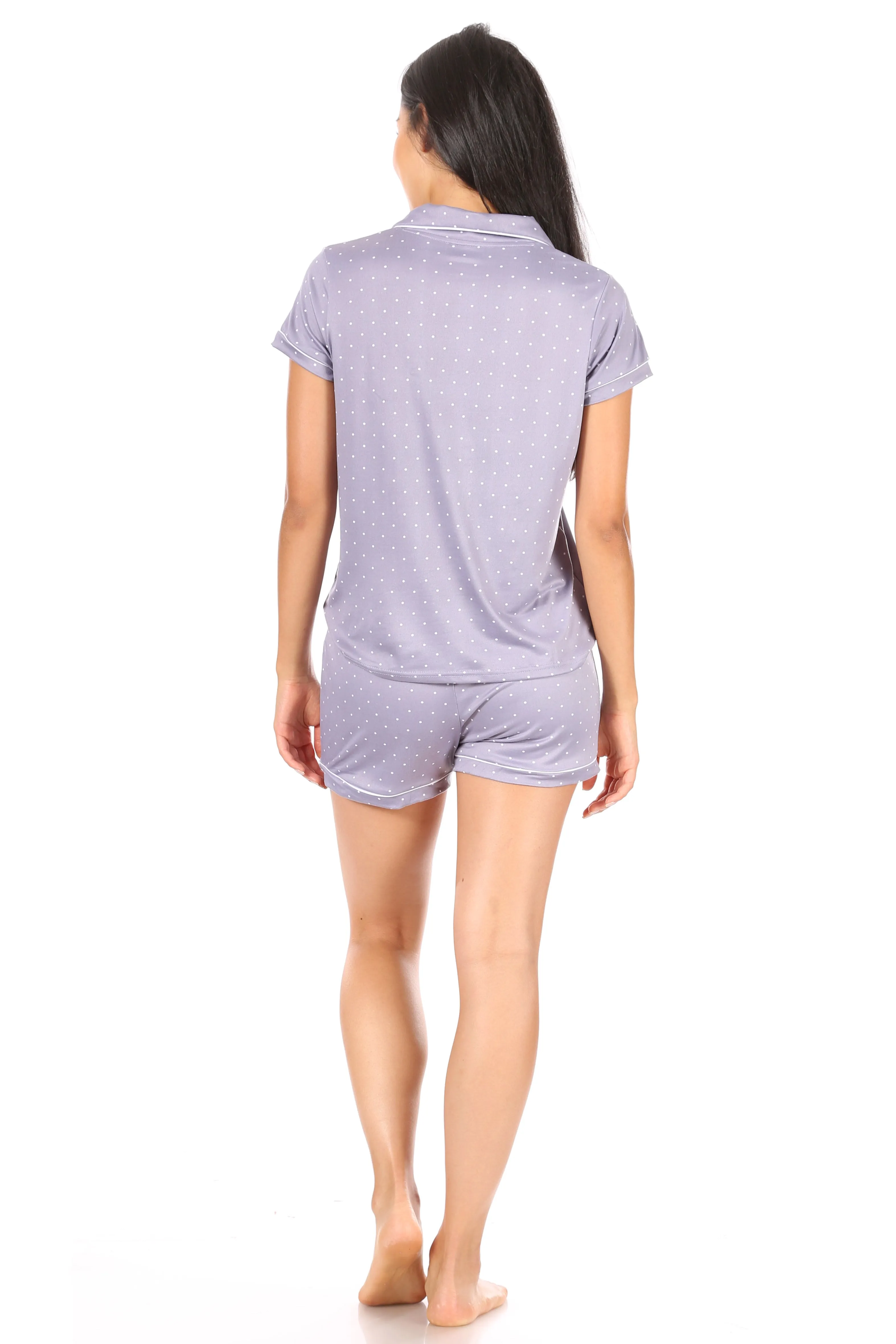 Women's "DREAM" Short Sleeve Notch Collar Top and Short Pajama Set